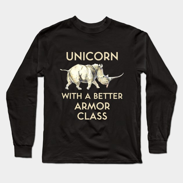 Unicorn With a Better Armor Class Long Sleeve T-Shirt by kenrobin